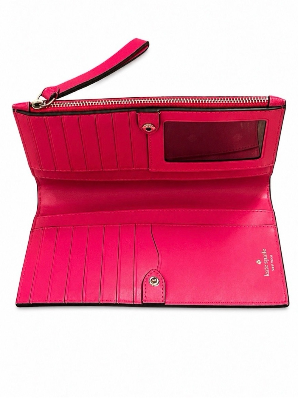 Kate Spade Pebbled Leather Hot Pink Wristlet Clutch - Picture 4 of 6